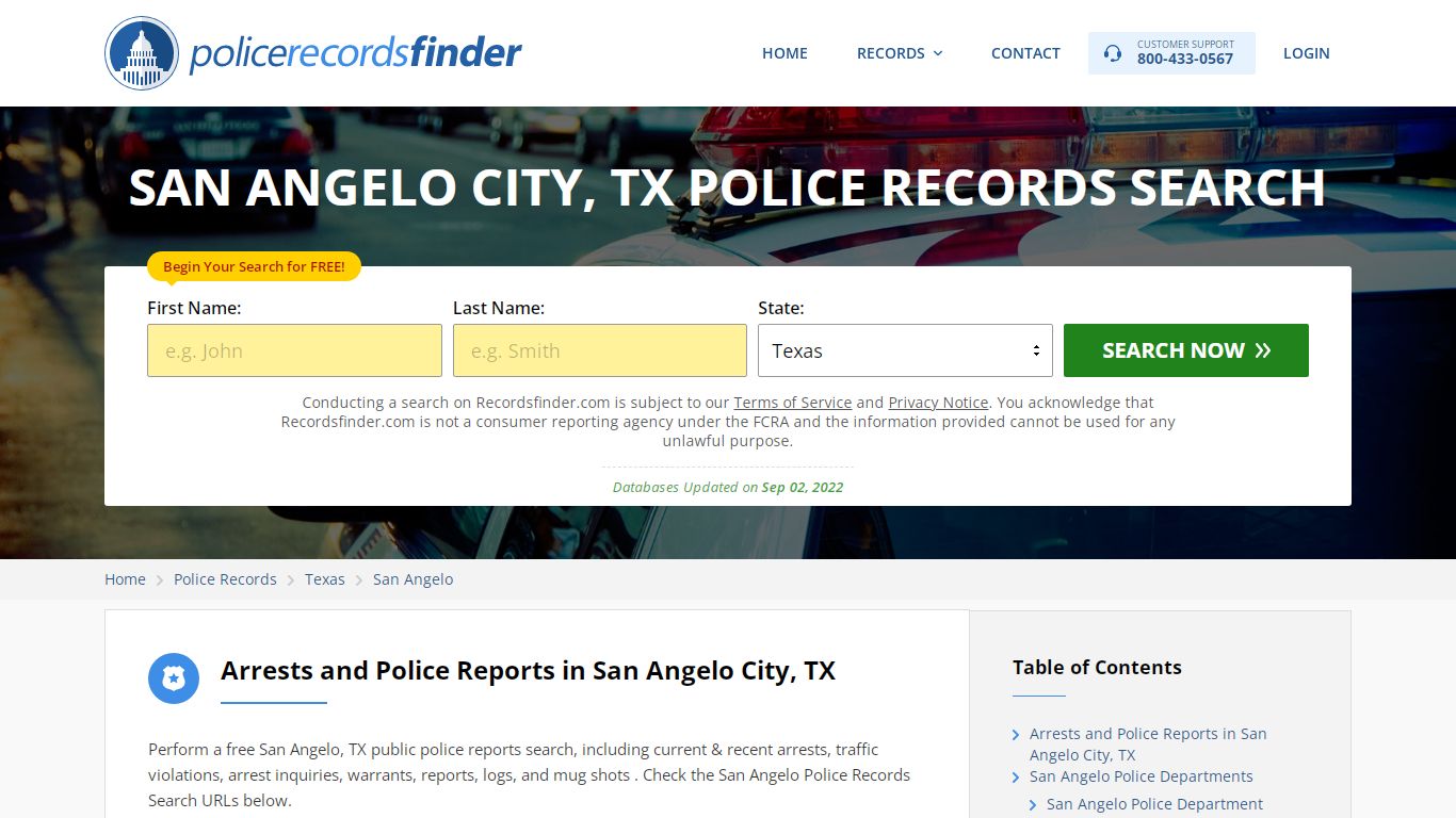 San Angelo, Tom Green County, TX Police Reports & Police Department Records